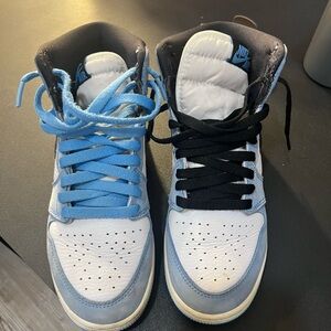 Nike 
 White & Light Blue High-Top Sneakers with Contrasting Laces